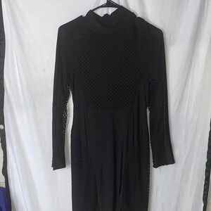 Juniors Elegant Black Bodycon Long Sleeve Dress